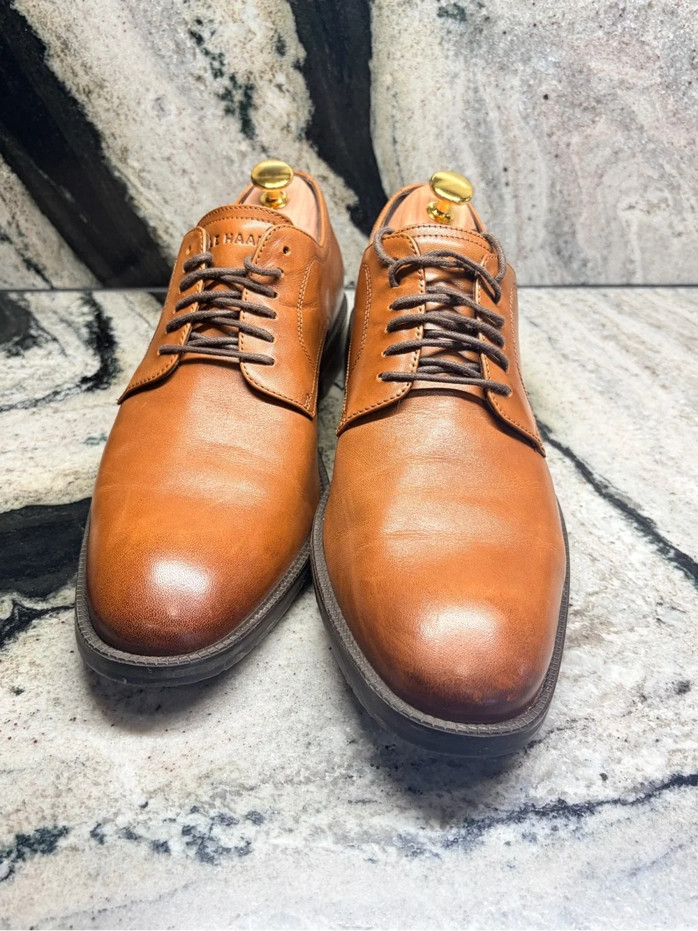 Cole Haan Men’s 9M Cognac Brown Leather Derby Oxford Dress Shoes